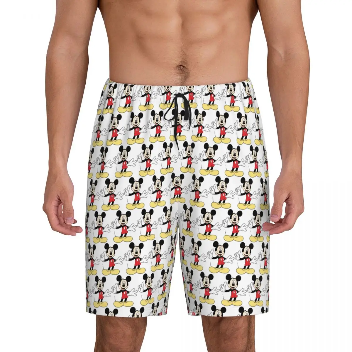 

Minnie Mickey Mouse Cartoon Animation Pajama Shorts Sleepwear for Men Elastic Waistband Sleep Lounge Short Pjs with Pockets