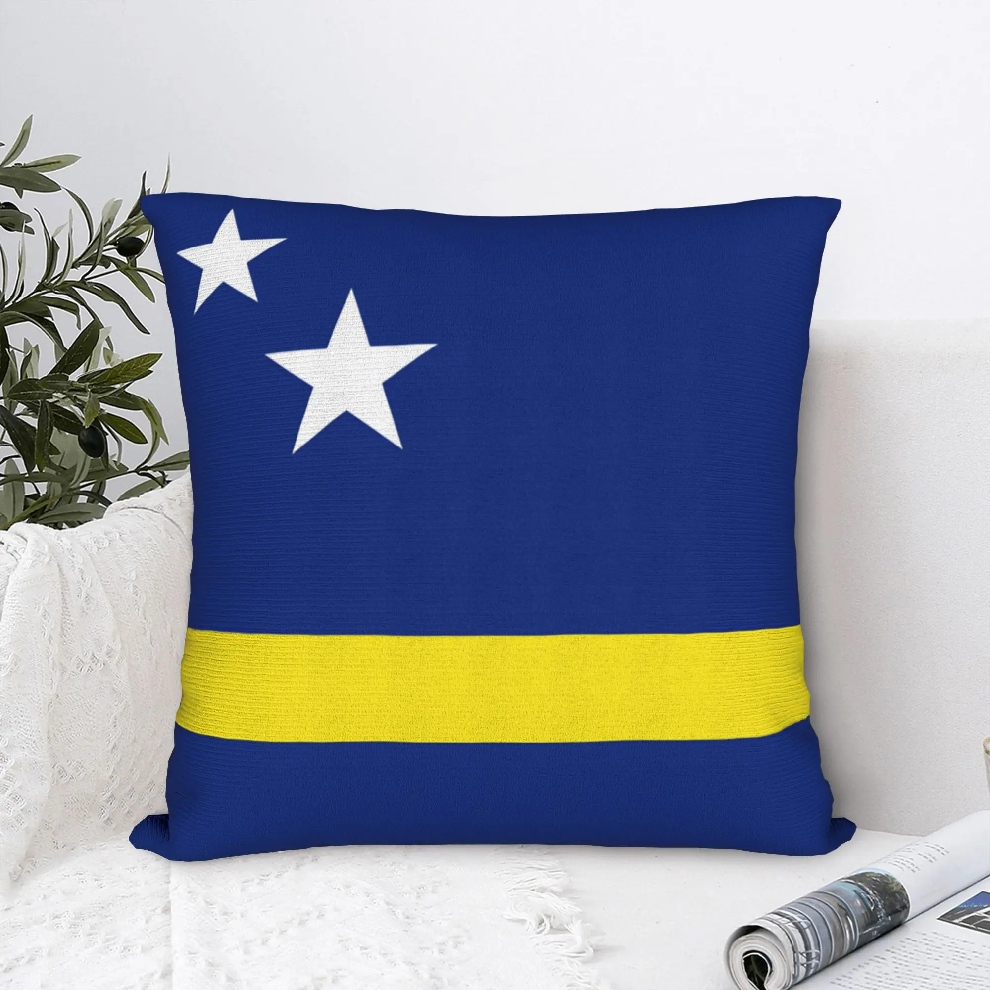 Flag Of Curacao Soccer Football Square Pillow Cases  Cushion Covers Customized Polyester Decorative Pillowcase for Bed 18
