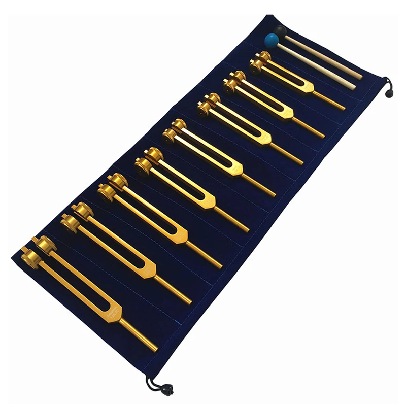 Luxury Gold Tuning Forks Set Healing Chakra Aluminum Alloy Medical Fork Tuner Professional Tuning Fork Set Yoga Meditation Gifts