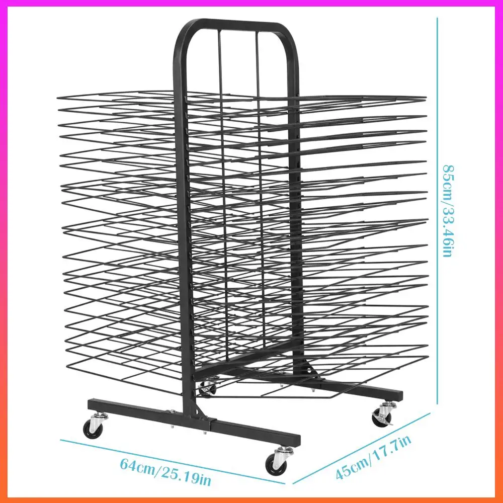 

40 Shelf Art Storage Rack Double Sided Mobile Metal Paint Drying Stand with Removable Shelves for Canvas Artwork Prints