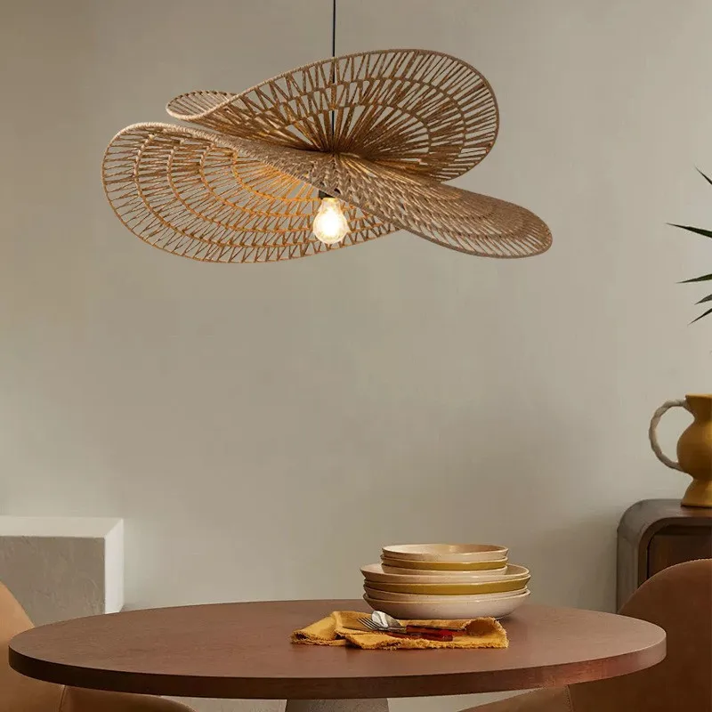 

Подвесные светильники в стиле ваби-саби, лампа ручной работы из ротанга, ресторан, домашний декор, спальня, гостиная, креативные люстры для столовой