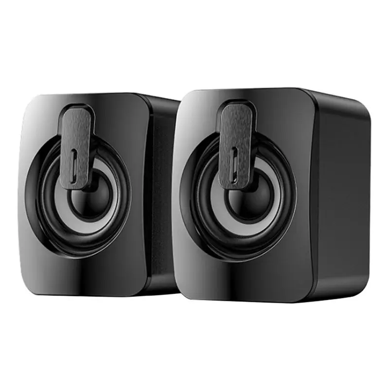 DT21 Computer Speakers, USB 3.5mm PC Sound Bar with HIFI Stereo and Microphone, LED Light for Desktop Laptop, 50mm Driver with