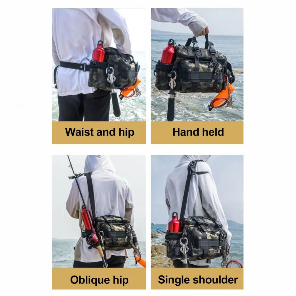 Oxford Cloth Fishing Pouch Waterproof Oxford Cloth Fishing Gear Bag with Multi-pocket Organizer for Capacity Fishing Accessories