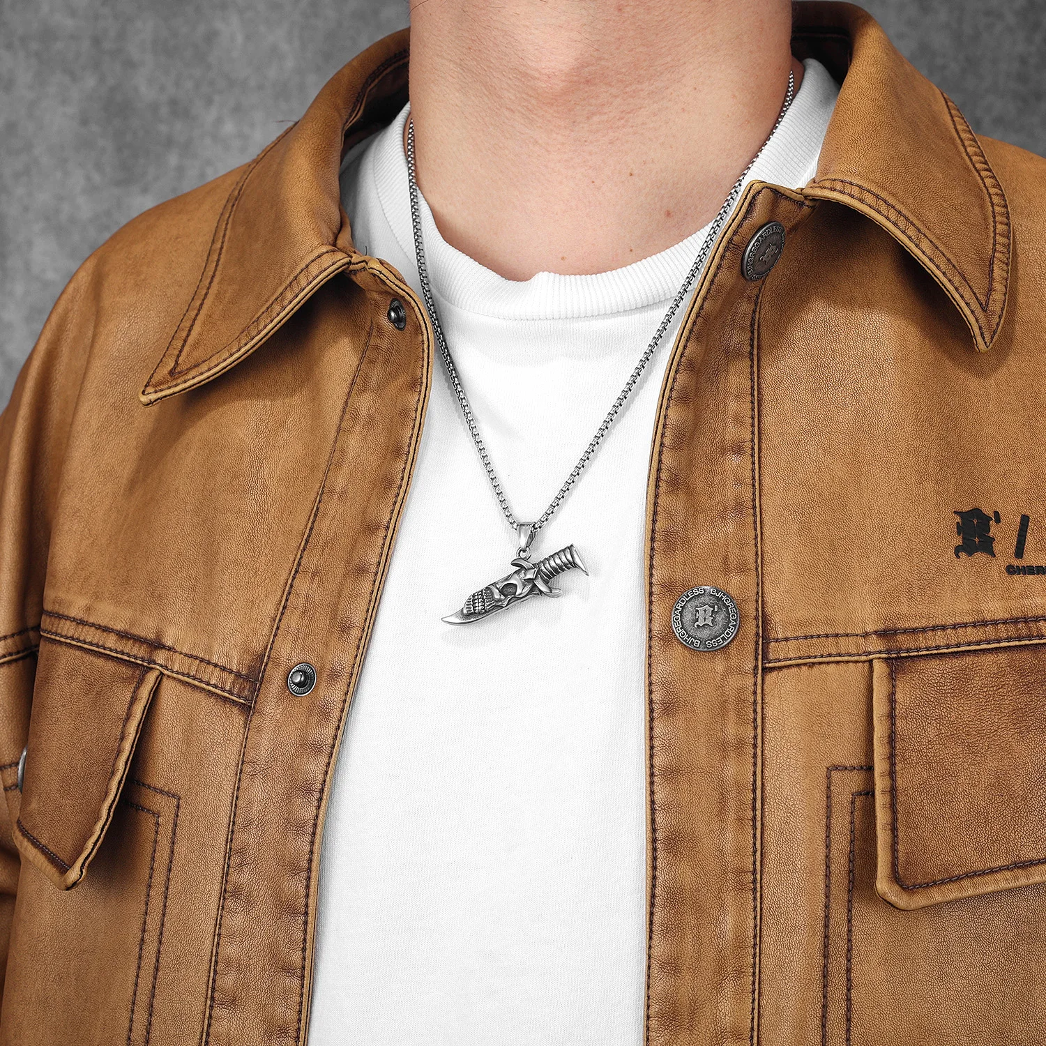 Skull Dagger Stainless Steel Unique Jewelry Men Necklaces With Pendant For Male Women Punk Hip Hop Accessories Gifts Wholesale