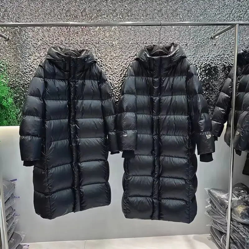 Abrigo de plumón de ganso para hombre y mujer, Parkas largas, chaqueta acolchada gruesa y cálida, ropa de pareja negra de gran tamaño, XXXL, 3XL,