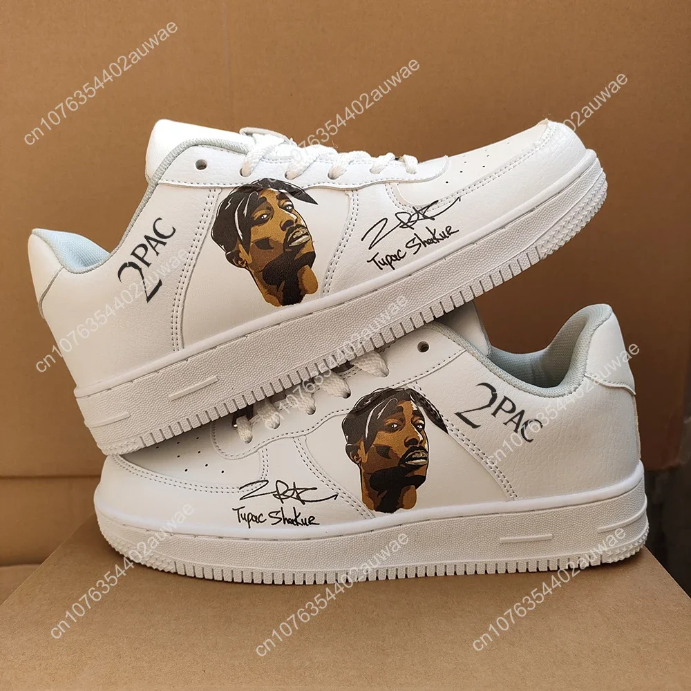 Tupac Rapper 2Pac Fashion Men Women casual Shoes Male Platform Sneakers Girls Casual kateboarding Shoes flats 3D graffiti