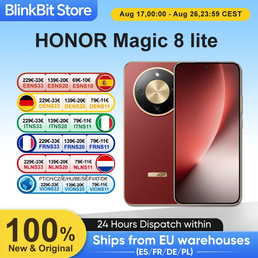 Image of HONOR Magic 8 Lite EU-Version 5G Smartphone Snapdragon 6 Gen4 2,5m Sturzfest IP69K Staubresistent 7500mAh 108MP OIS AI eSIM