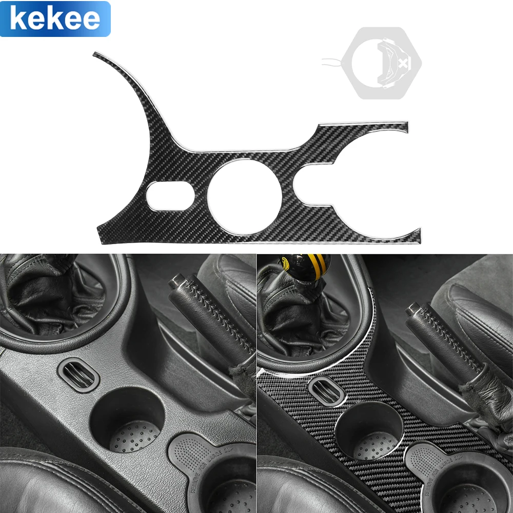 

For Ford Mustang 2001 2002 2003 2004 Gear Shift With Cup Holder Cover Trim Real Carbon Fiber Sticker Auto Interior Accessories