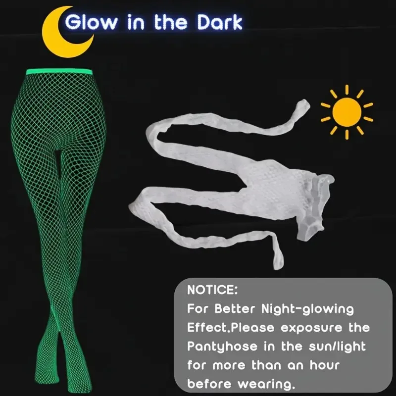 توهج الظلام هالوين الجوارب مثير مضيئة شبكة صيد السمك تخزين متوهجة ملابس الحفلات انظر من خلال بقماش شفاف جوارب طويلة نادي ليلة تأثيري
