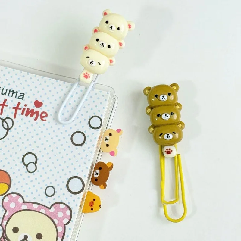 مشبك ورق فحص الرسوم المتحركة للطلاب من Rilakkuma Binder، وثيقة مكتبية، إشارة مرجعية ثابتة، ديكور قرطاسية الإبداع #4