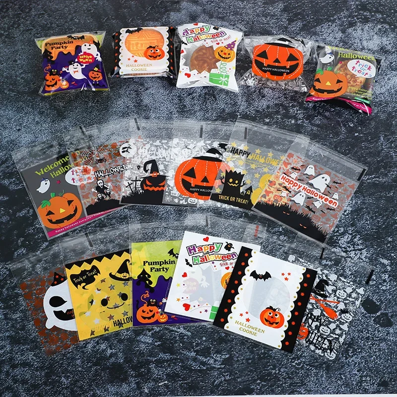 100 teile/los 10x10cm Geschenk Tasche Ghost Festival Party Geschenk Snacks Schneeflocke Knackig Dichtung Tasche Verpackung Lebensmittel Tasche halloween Liefert