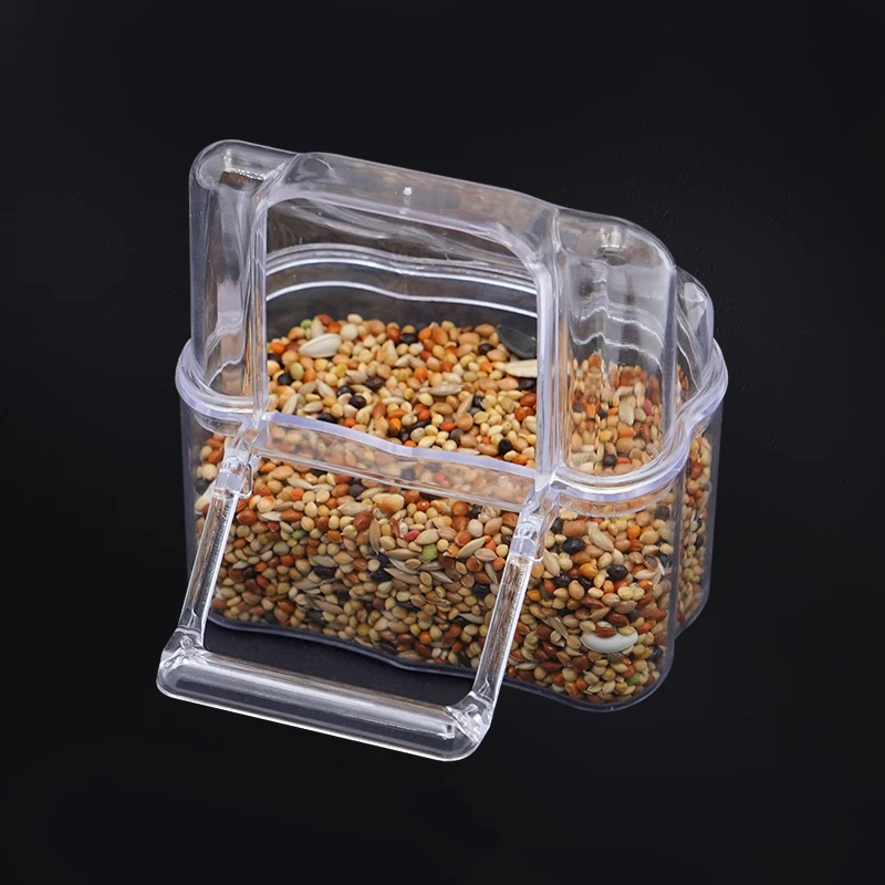 Bird Feeder Parrot Transparent Plastic Food Cup Bowl Clean Water Silo Waterer Box Easy To Install and Use Durable Pet Feeder