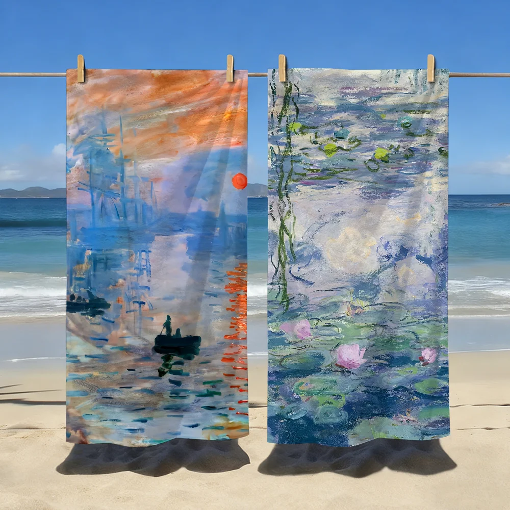 Art Claude Monet Painting Towel Soft Pool Gift For Travel Gym Shower Camping Quick Dry Sports Large Beach Towels