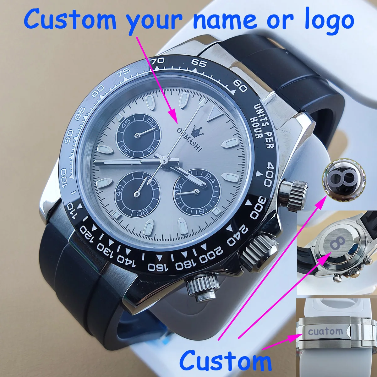 40มม.ใหม่ผู้ชายนาฬิกาควอตซ์ Sapphire Luxury Chronograph สแตนเลสนาฬิกา Vk63การเคลื่อนไหว Nh36 Nh35 12