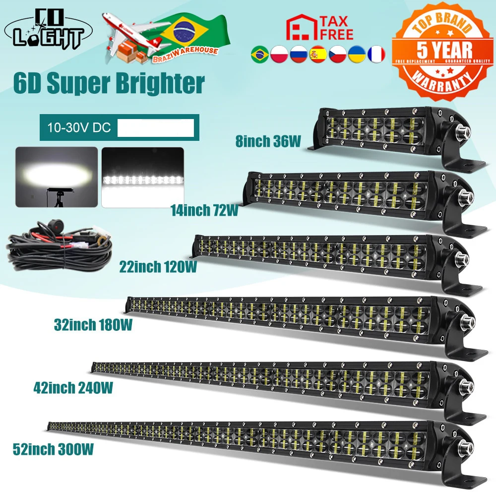 

CO LIGHT 8"14" 22" 32" 42" 52'' Led Light Bar Combo 2-Rows Led Work light Bar Driving Offroad Car Truck 4x4 SUV ATV Boat 12V 24V