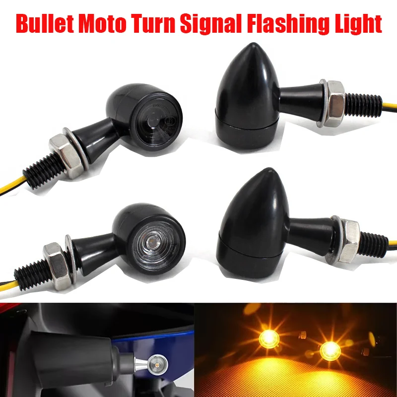 Motorcycle LED Turn Signal Light Bullet Moto Turn Signal Flashing Light Clignotant Light Mini 8mm 12V Motorcycle Indicator Lamps