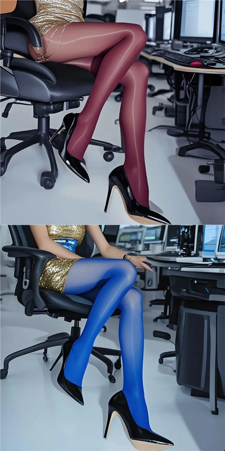 1 Packung glänzende Strumpfhosen für Damen in Übergröße, sexy Pferdeöl-Strumpfhosen, Leggings, nahtlos, hohe Taille, elastisch, durchsichtig, glänzende Strümpfe, Socken – Detail 3