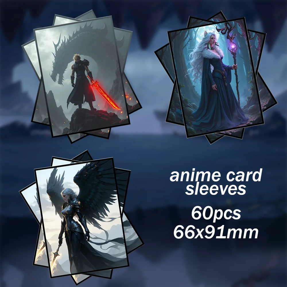 60PCS 66x91mm Printing Anime Card Sleeves Toploading Trading Card Sleeves Design Compatible With TCG MTG PTCG Sports Cards