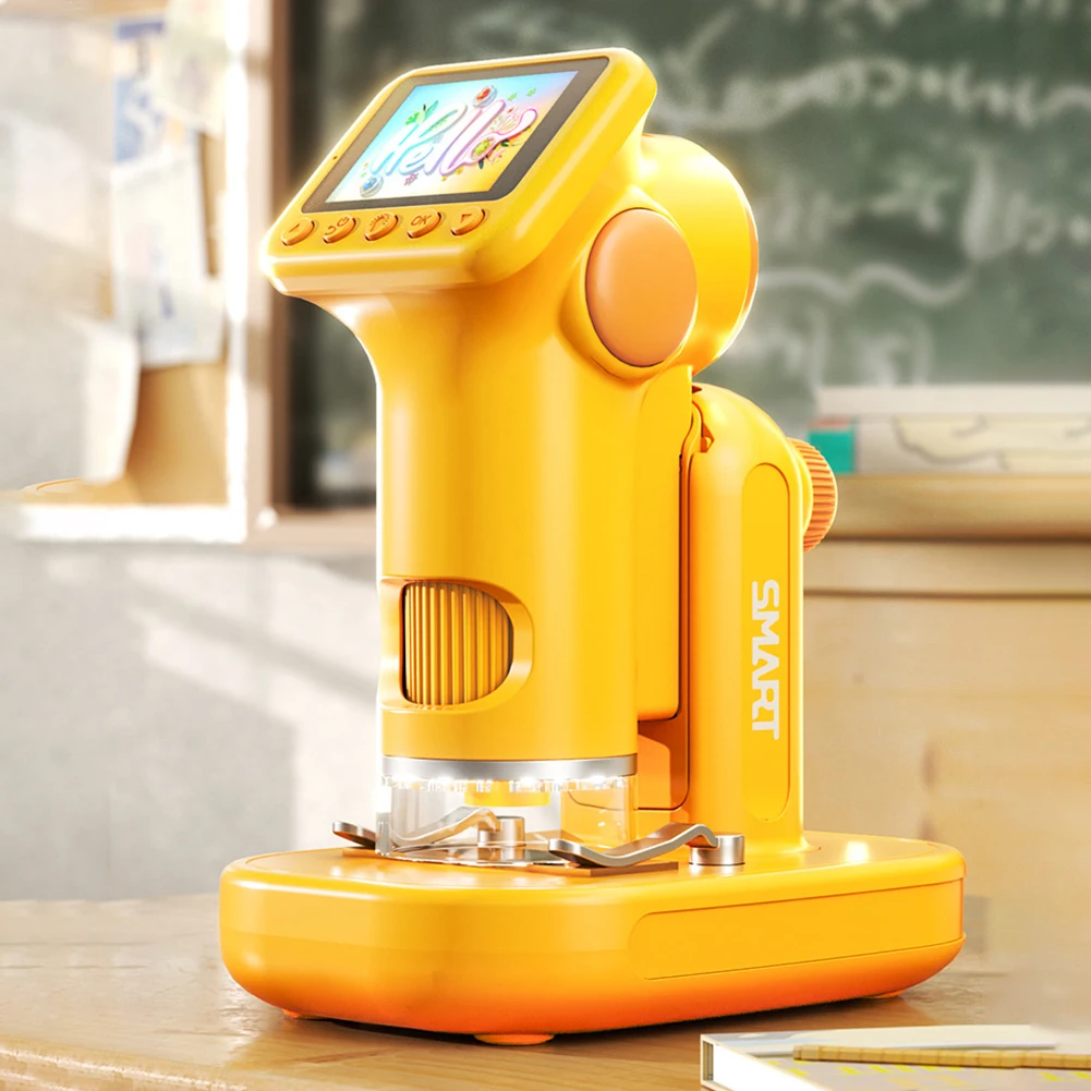 Mikroskop für Kinder mit 2-Zoll-Bildschirm, Handmikroskopkamera, Kindermikroskop, 100–1600 x tragbare Handlupe