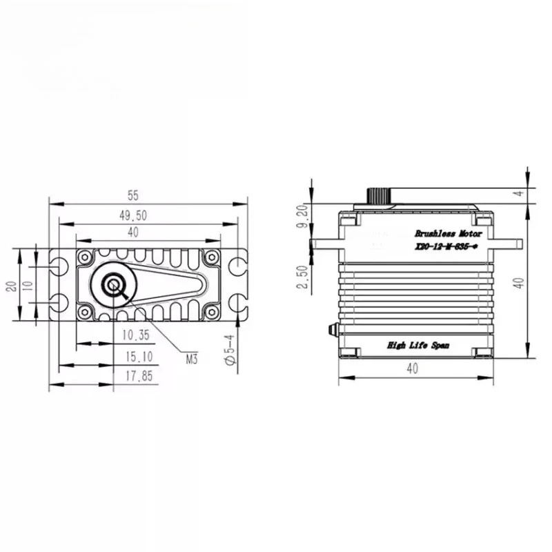 48KG High Torque All Metal Servo X20-7.4-M-835, Standard High Pressure Digital Servo for RC Models
