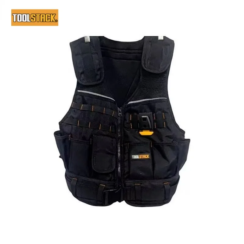 TOOLSTACK Heavy Construction Vest High Quality Toolkit Pouch Durable Work Vest Adjustable Buckle Multifunctional Tactical Vest