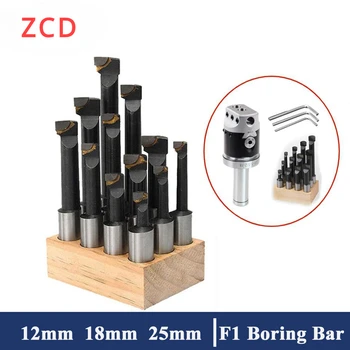 ZCD F1 Bohrstange 12/18/25 mm Set 9/12/6 Stück Bohrschneider Schaft Bohrstangen-Set Wolframkarbid-Stangen-Set