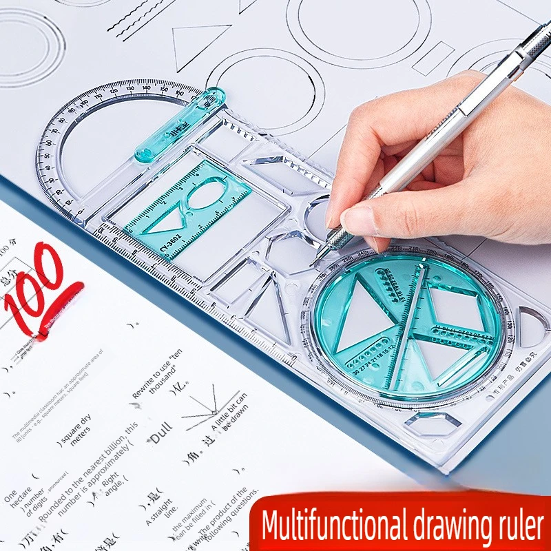 

Многофункциональный набор геометрических линеек, шаблон для черчения, измерительный инструмент, канцелярские принадлежности для офиса и школы