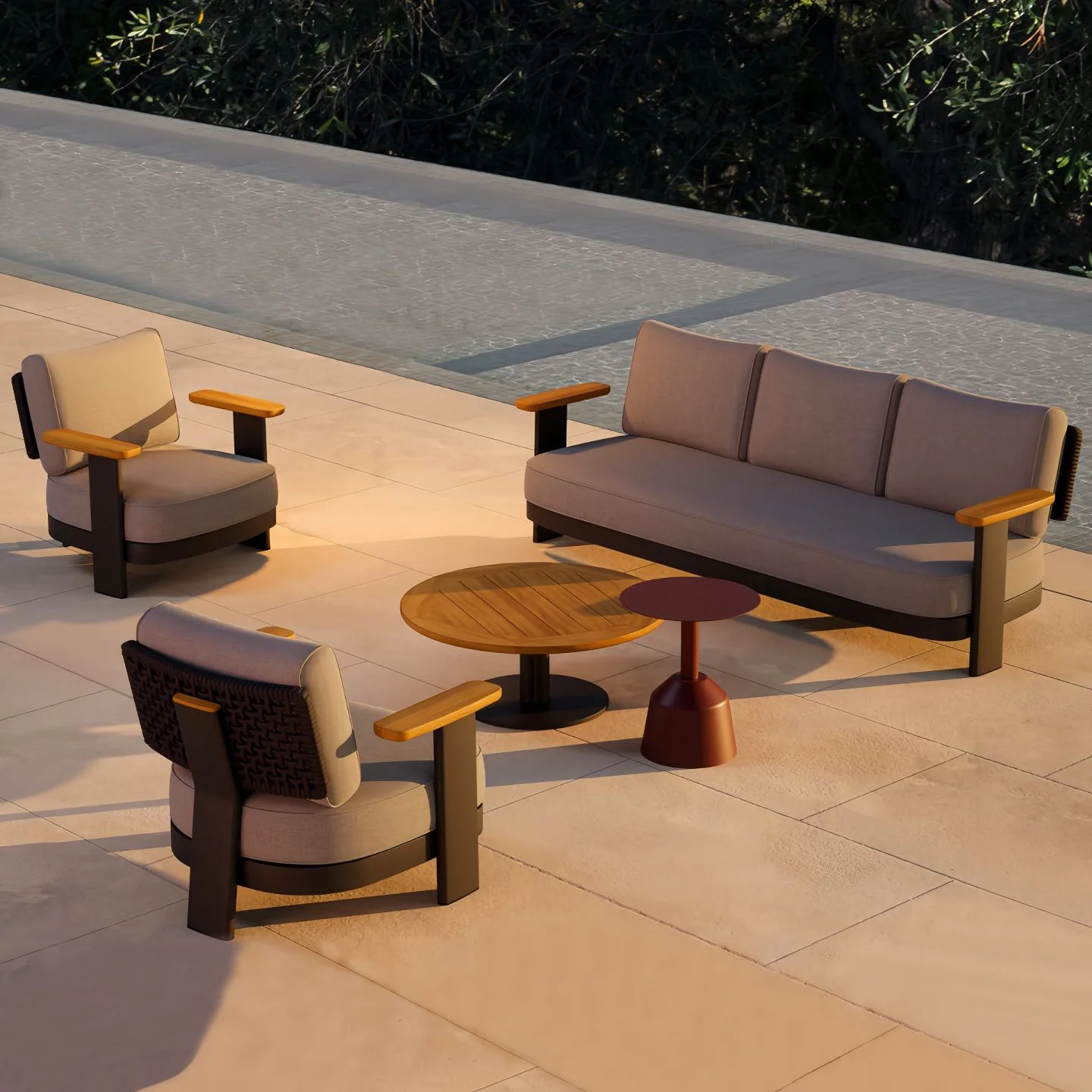 Outdoor Sofa Hotel B & B Garden Rest Area Leisure Sofa Chair Combination Villa Courtyard Waterproof and Sunscreen Furniture