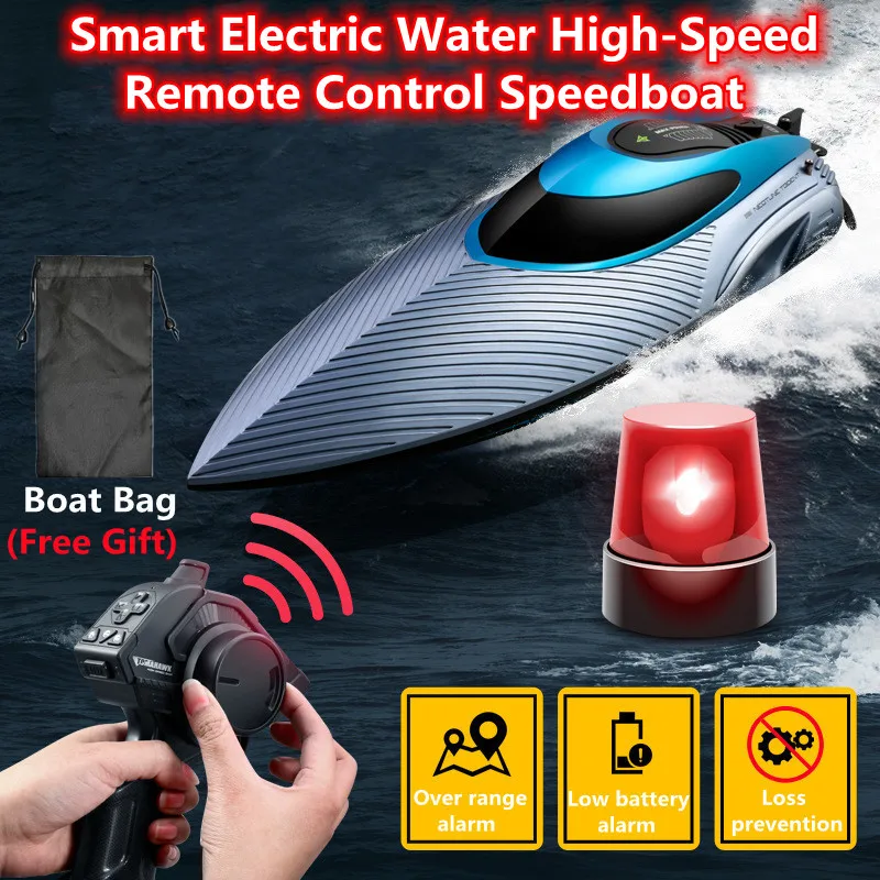 AliExpress Tccicadas Water High-Speed Remote Control boat 2.4G 45KM/H LED Lighing Alarm Water Cooled Cycle Waterproof Racing RC Boat Speedboat Toys