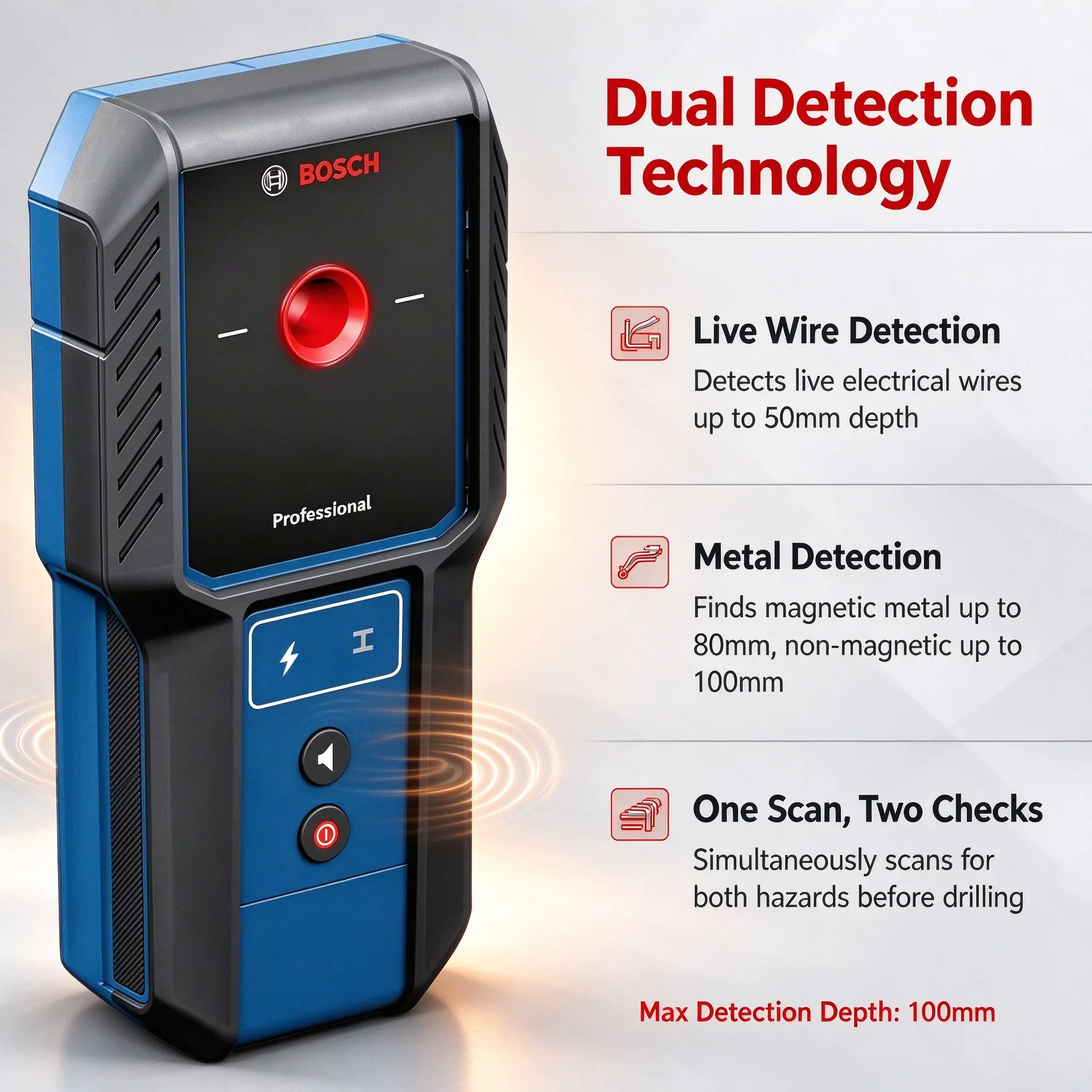 BOSCH GMS 100-23 Professional Material Detector IP54 Wall Detector for Wall Drilling Power Tool
