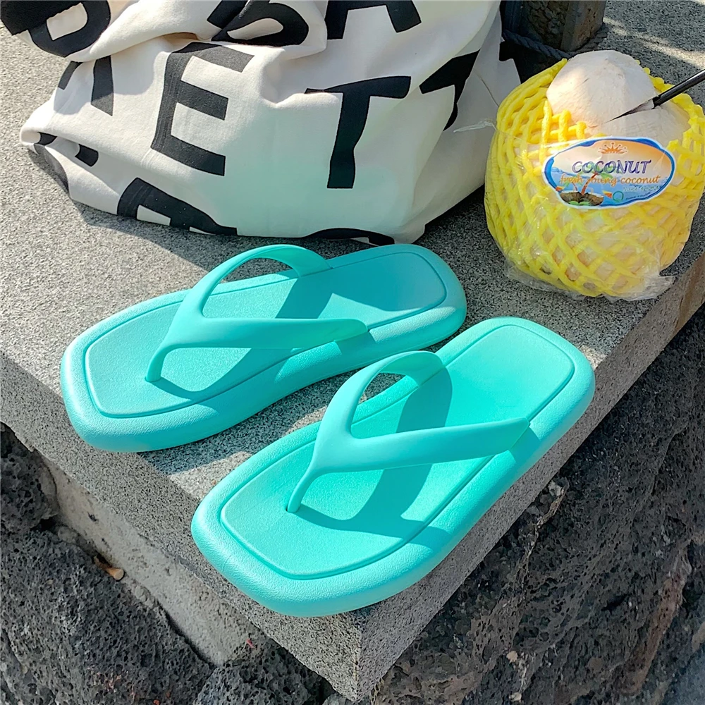 Flip flop women's summer Korean fashion leisure clip foot home indoor anti slip flat bottom bathroom bath square sandals view 5