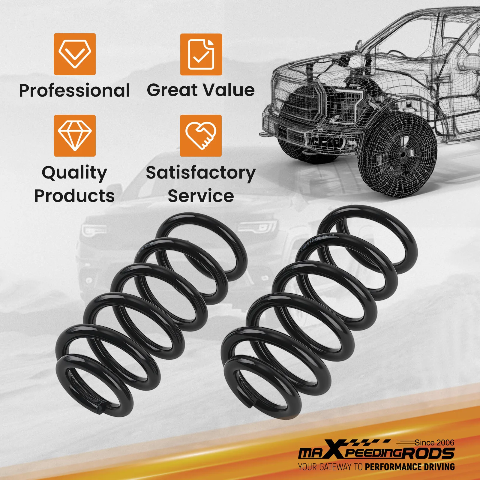 طقم خفض التعليق الأمامي مقاس 3 بوصات لسيارة Ford Ranger 2WD 1983-1997 Drop Springs