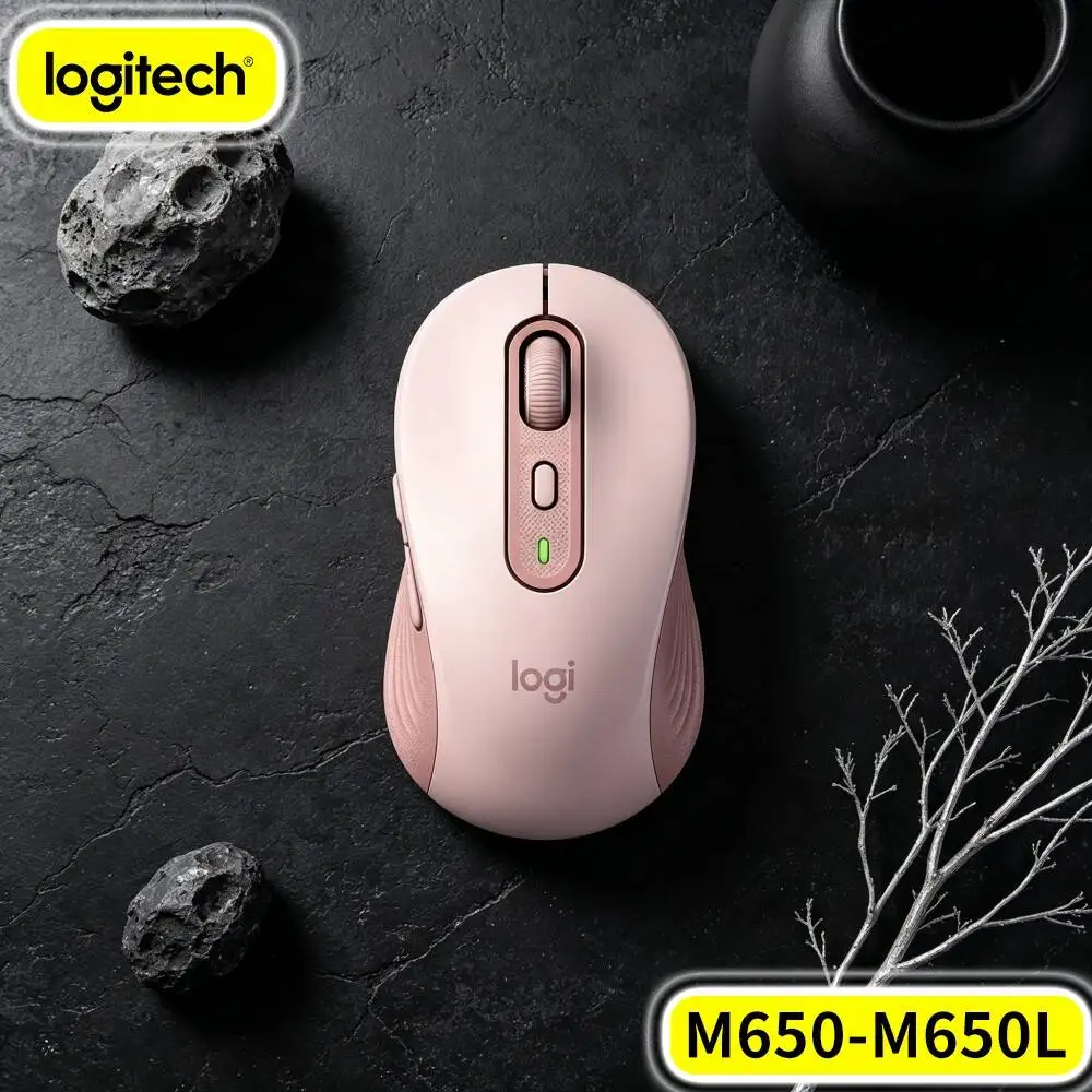 Logitech M650/M650L Wireless Ergonomic Mouse Recycled Material Quiet Click Dual Mode Connect Wide System Compatibility