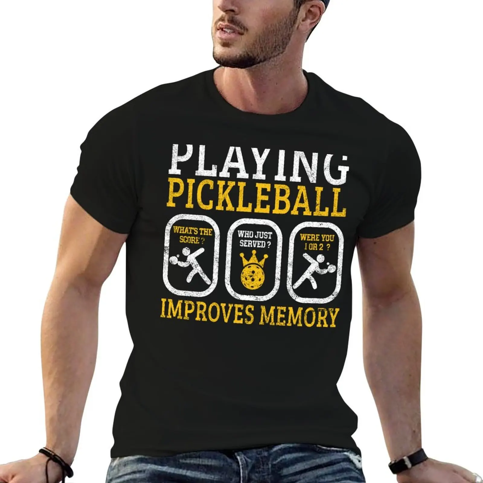 Bermain Pickleball Meningkatkan Daya Ingat Pickleball Retirement T-Shirt T Shirt Pria 100% Katun Merek Mewah Kaos Pria T-Shirt