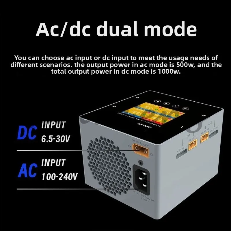 For F6Ultra Dual-mode 4-channel Intelligent Balance Charger with Power Supply 1000W High-power Lithium Battery F6 +Accessories