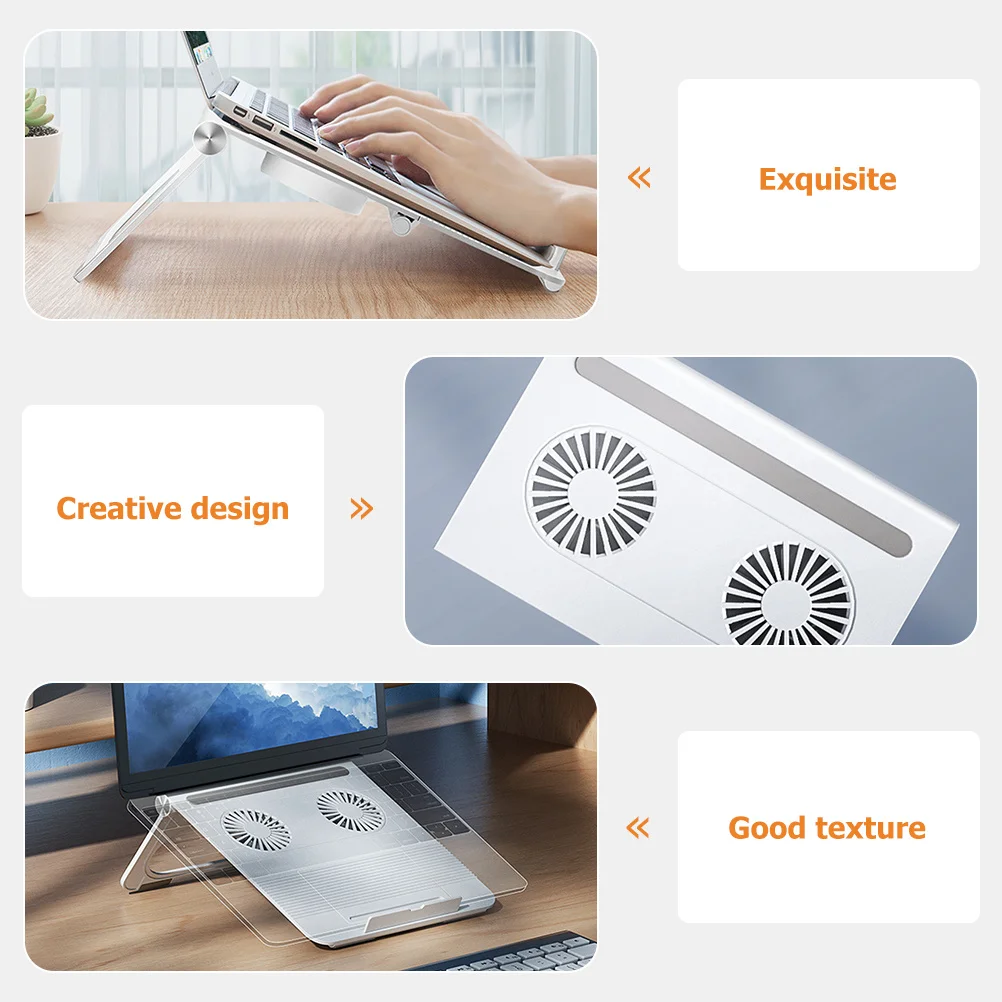 

Dual Cooling Fans Laptop Stand Premium Triangle Structure Design Non-Slip Silicone Anti-Shake Laptop Cooling Rack for Long Term