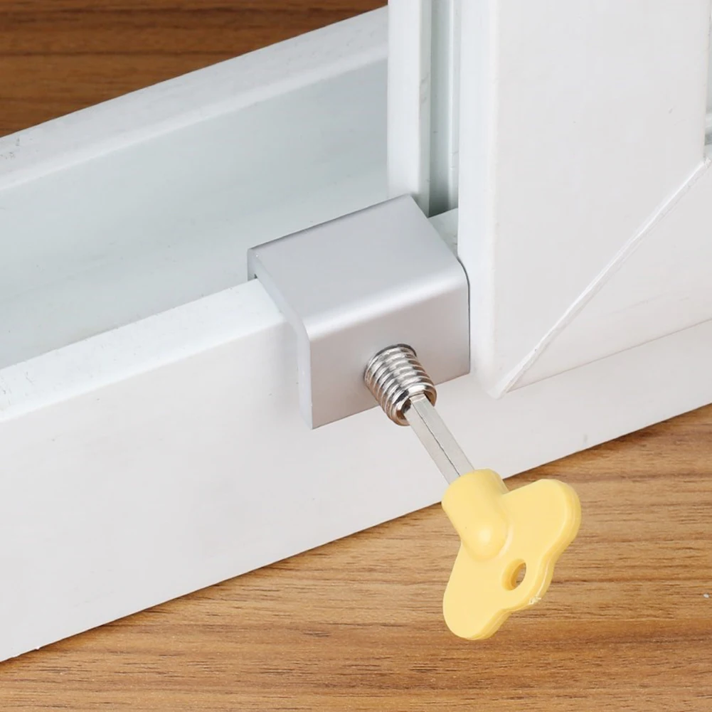 Aluminum Alloy Security Window Lock Stopper Sliding Window Anti-theft lock Window Sliding Door Baby Kids Child Safety Doors Lock