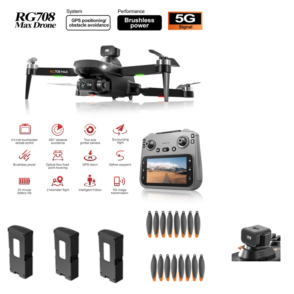 RG708 MAX GPS Drone Battery 7.4v 3800mAh / Propeller Maple Leaf  For RG708 MAX GPS Drone Spare Parts Original Accessories