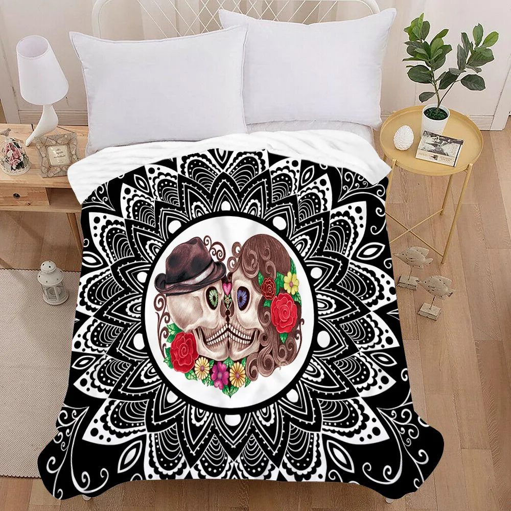 الهيكل العظمي زهرة سلسلة بطانية مطبوعة ل أريكة سرير السفر التخييم غرفة المعيشة مكتب تكييف بطانية لجميع المواسم الهدايا