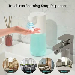 350/600ML Automatic Foam Soap Dispenser Rechargeable Touchless Handsfree Dispenser 4 Level Adjustable Volume IPX5 Waterproof