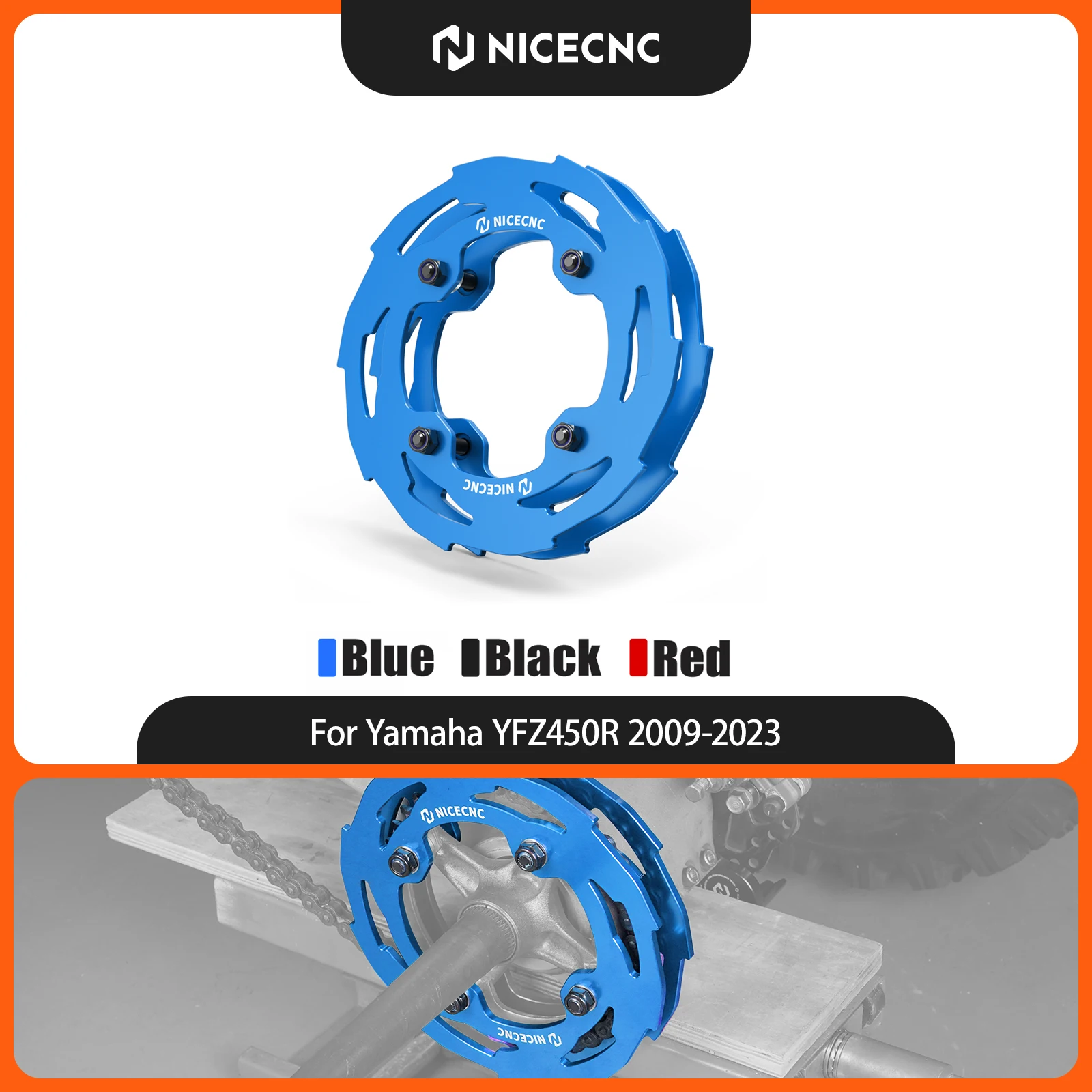 NICECNC For Yamaha YFZ450R 2009-2023 5mm Aluminum Sprocket Guards Prevent Derailing Protector Rustproof ATV Accessories