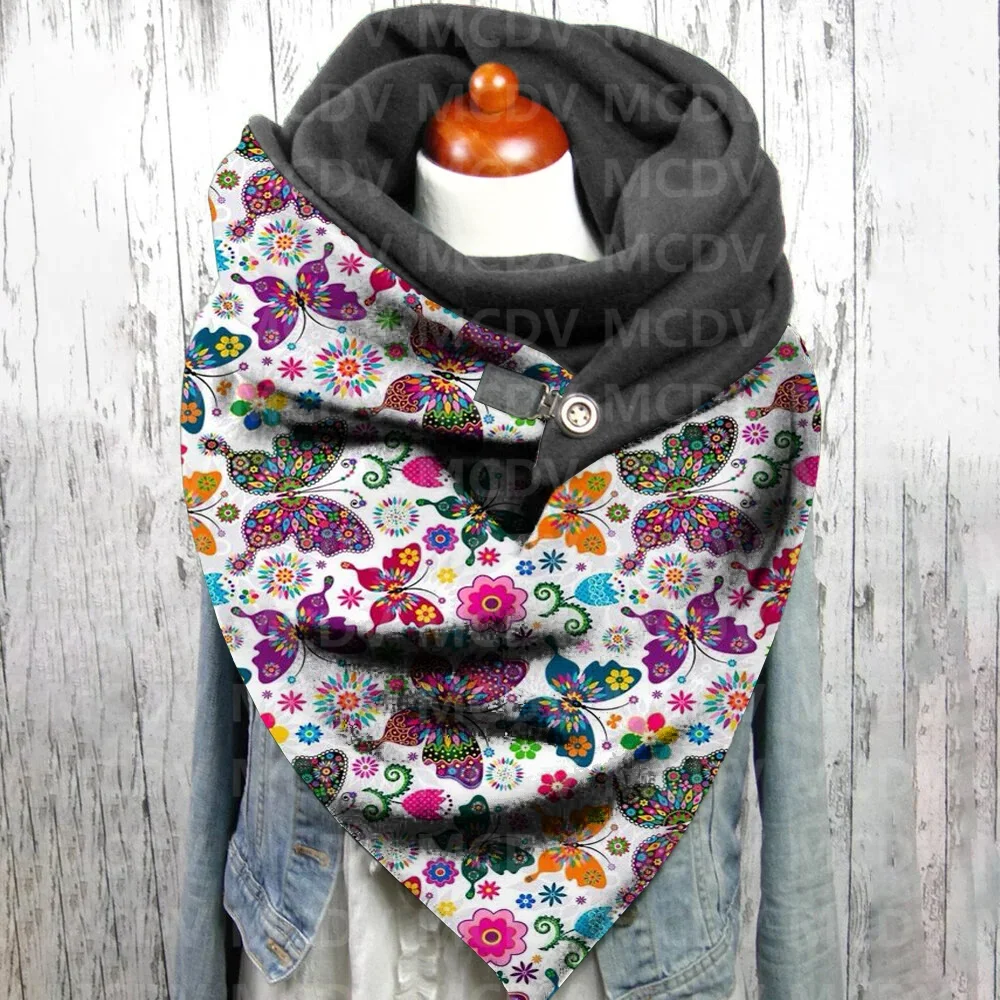 Retro Butterfly 3D Printed Casual Scarf And Shawl for Women Warm and Comfortable Scarf 01