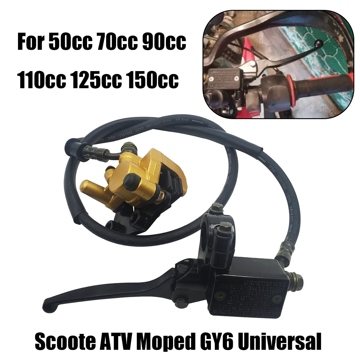 

NEW Motorcycle Front Disc Brake Caliper Hand Pump Brake Assembly For 50cc 70cc 90cc 110cc 125cc 150cc Scoote ATV Moped GY6