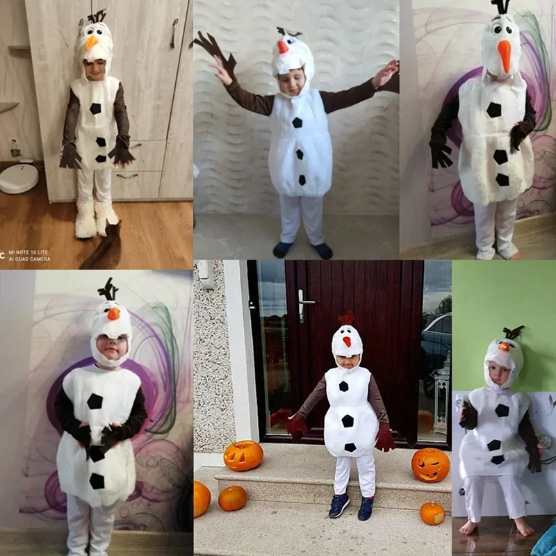 Anime Frozen Olaf Cosplay Costumes for Kids Unisex Christmas Mascot Costume Set Halloween Role Play Dress Up Carnival Party Gift