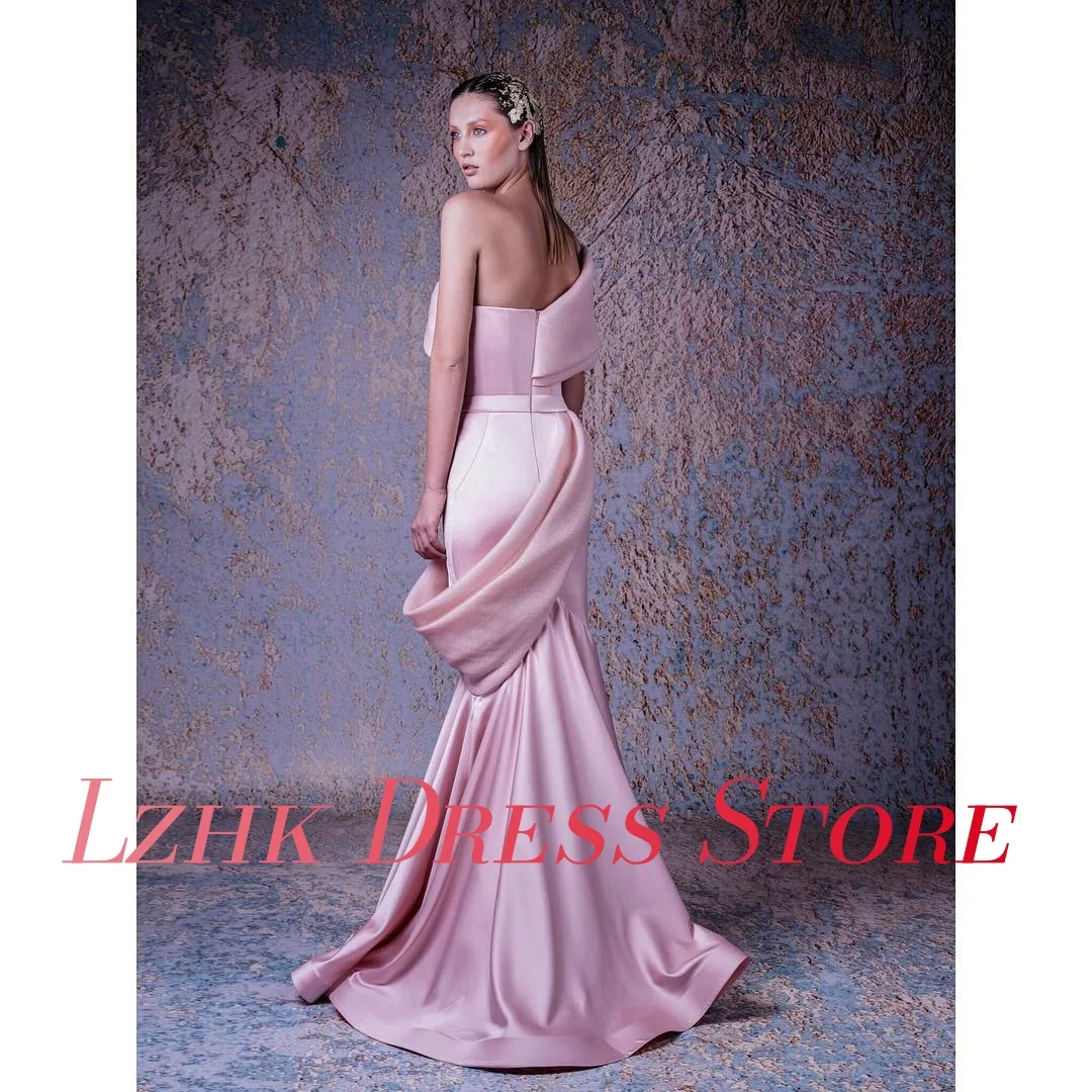 Gaun Malam Bahu Terbuka Putri Duyung Satin Indah Kustom Panjang Selantai Tanpa Tali Kualitas Tinggi فساتين سهرة