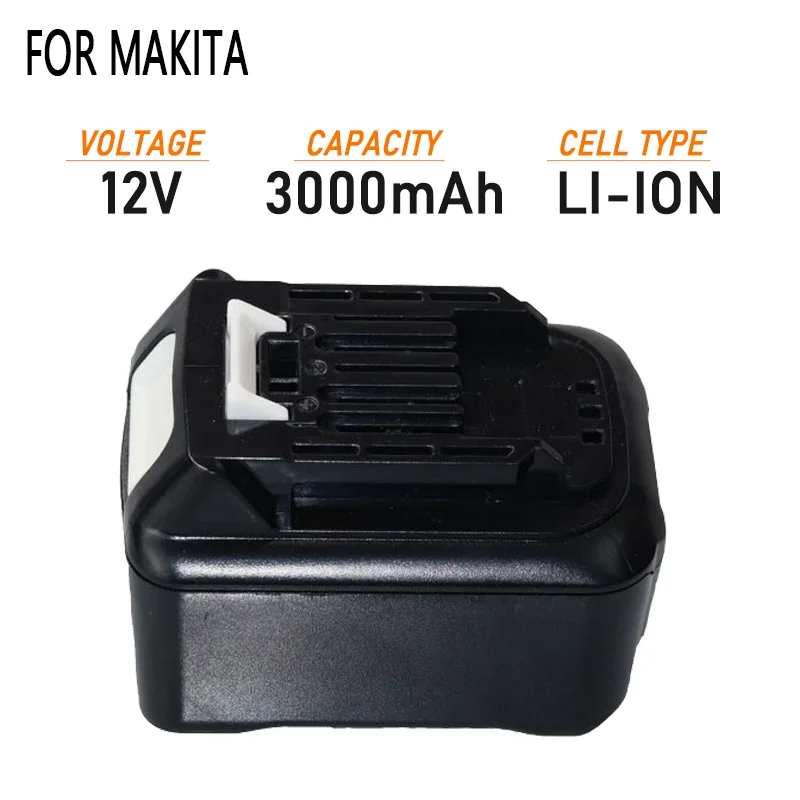 Baterai isi ulang Lithium 12V 3000mAh untuk Makita BL1040 BL1040B BL1015 BL1020B BL1016 BL1021 MT01Z PH04Z