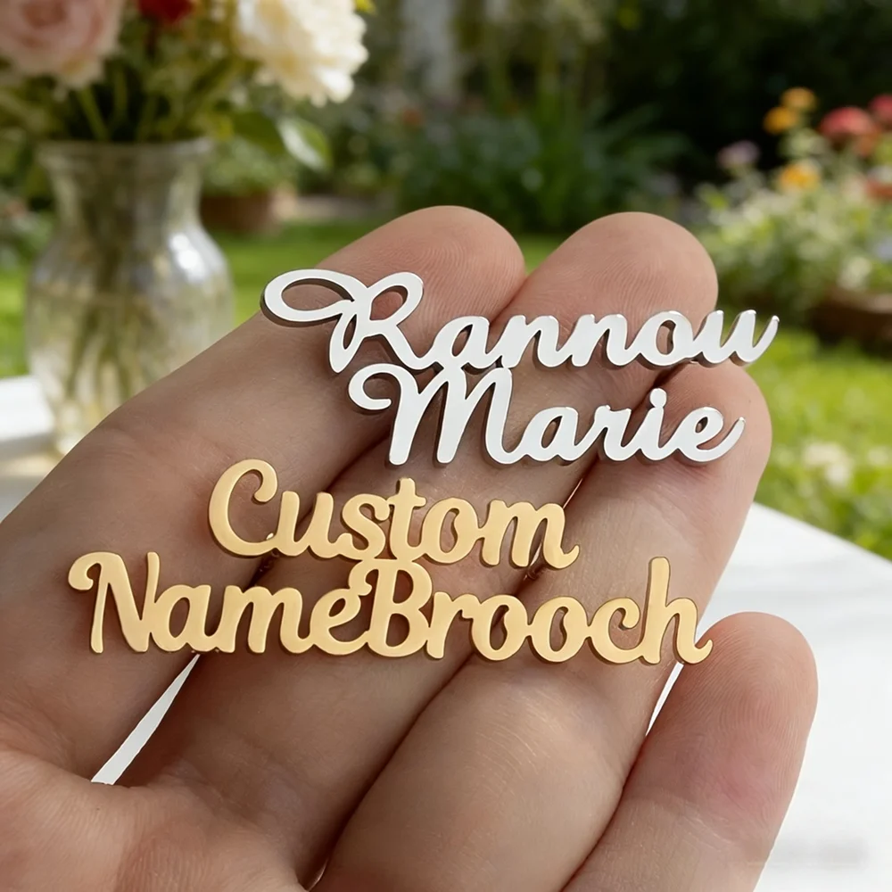 Customized Personalized Name Brooch Couple Stainless Steel Name Brooch, Suitable For Various Occasions Brooch Jewelry