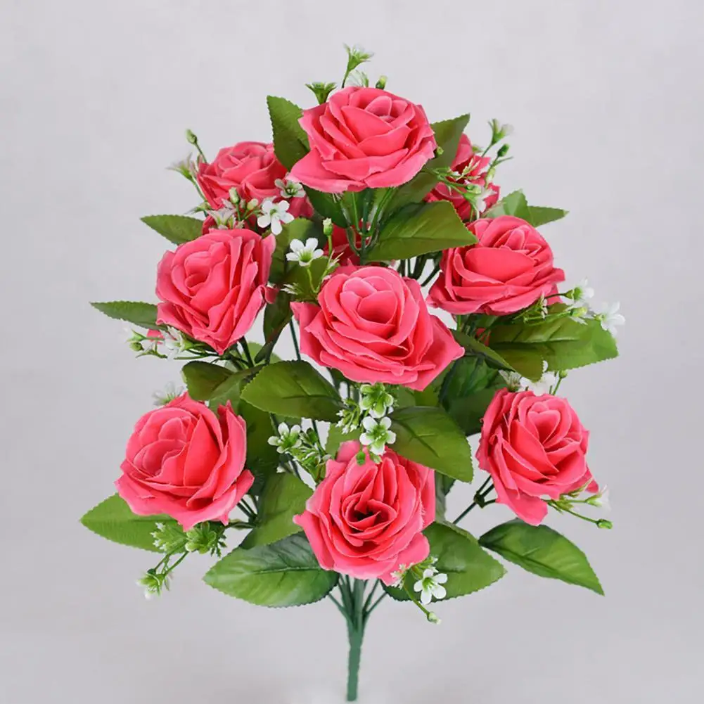 1 Bouquet Fancy Artificial Flower  No Watering Colorful Fake Flower  Vivid Faux Rose Bouquet Romantic Wedding Flower