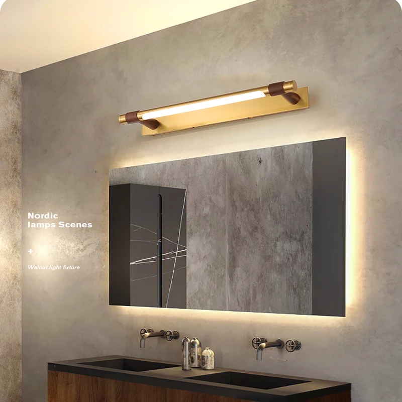 YEBMLP Modern Copper Mirror Light Black Golden Wall Lamp Bathroom Toilet Vanity Lamp Cabinet Makeup Light Dressing Table Lights