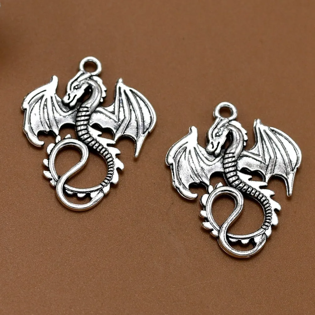 

20Pcs Alloy Flying Dragon Pendants DIY Charm Pendant Set for Necklace Bracelet Jewelry Making Accessories Silver
